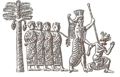 Cambise II cattura il faraone Psammetico III (da un sigillo persiano del VI secolo a.C.)
