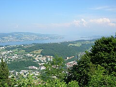 View from Felsenegg to the eastern part of Lake Zürich