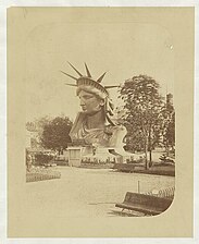 Head of the Statue of Liberty on display in Paris (1878)