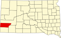 Map of Južna Dakota highlighting Custer County