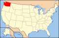 An mapa kan Estados Unidos kun saen ipinapaheling an kinamomogtakan kan Washington