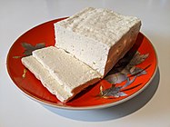 Aged Bessarabian sheep milk bryndza from a market in Izmail