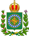 Escut de l'Imperi del Brasil, amb la corona imperial, primera versió amb 19 estrelles (1 de desembre de 1822 - 1840)