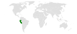 Map indicating locations of Peru and Singapore