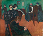 Death in the Sickroom, 1893, 134 cm × 160 cm (52+3⁄4 in × 63 in), Munch Museum, Oslo