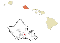 Location in Honolulu County and the state of Hawaii