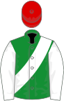 Green, white sash and sleeves, red cap