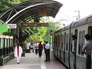 Local train at B.B.D. Bag railway station heading towards Majerhat.