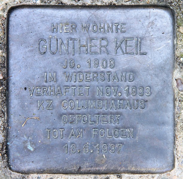 File:Stolperstein Richterstr 48 (Mard) Günther Keil.jpg