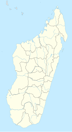 Mapa konturowa Madagaskaru, w centrum znajduje się punkt z opisem „Tsiroanomandidy”