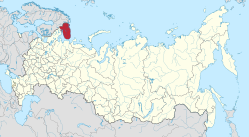 Murmansk oblasts beliggenhed i Rusland