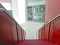 View of atrium from atop red staircase