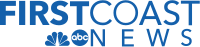 The words "FIRST" and "COAST", directly touching, with "FIRST" bolded, in blue. Beneath, the NBC and ABC logos and the word "NEWS" in blue. Beneath these are the words "ON YOUR SIDE".