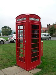 Red K6 telephone box at Goathland, North Yorkshire.