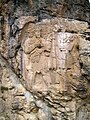 Bas relief rupestre du roi hittite Warpalawa offrant une grappe de raisin au dieu Tarhunta. Début du 1er millénaire av. notre ère. Site d'Ivriz. Turquie