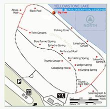 Map shows Big Cone is in the West Thumb Geyser Basin.