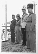 'Coronation' of King Abdullah in Amman. King Abdullah, Emir Abdul Illah, (Regent of Iraq), Emir Naif, (King Abdullah's youngest son) and Nuri Pasha Said, Iraqi ambassador at large LOC matpc.14989.jpg