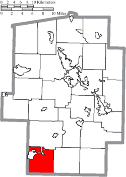 Location of Oxford Township in Tuscarawas County