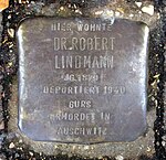 Dr. Robert Lindmann, Stolperstein in der Freiburger Reiterstraße 28