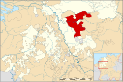 Map of the Lower Rhenish–Westphalian Circle around 1560, County of Mark highlighted in red