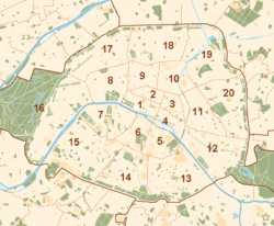 左：1795年から1860年までの12の行政区と48のカルティエ／右：1860年以降の20の行政区
