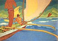 Image 43Men in an Outrigger Canoe Headed for Shore, an oil painting by Arman Manookian depicting the Vezo people, c. 1929 (from History of Madagascar)