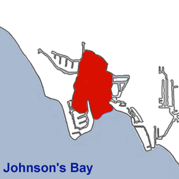 Johnson's Bay in red