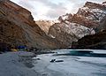 First night camp on a sandy beach opposite Bakulo cave