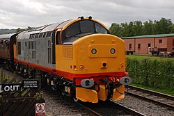 Preserved Class 37 No. 37152 arrives at Rowsley South station.