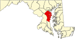 State map highlighting Anne Arundel County