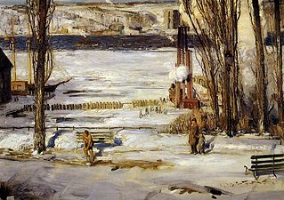 En morgen efter snefald ved Hudson River, 1910 A Morning Snow Hudson River