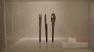 Stanley Kubrick The Exhibition - LACMA - 2001 A Space Odyssey - Arne Jacobsen cutlery (8999717870).jpg