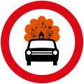 Road sign in Europe: no vehicles carrying explosives