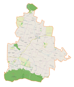 Mapa konturowa gminy Waśniów, na dole znajduje się punkt z opisem „Milejowice-Kolonia”