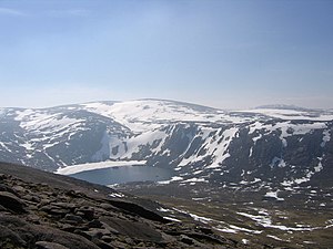 View from the east on Beinn Mheadhoin, inside the Cairngorm plateau