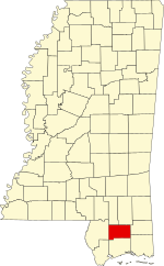 Map of Mississippi highlighting Stone County