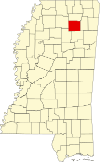 Map of Misisipi highlighting Pontotoc County