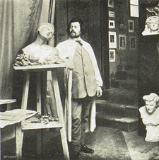 František Hnátek ve svém ateliéru (Český svět, 1912)