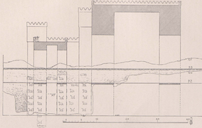 Proposition d'élévation des tours par Koldewey, à partir des ruines restantes.