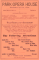 1886 advertisement for Park Opera House (est. 1885)