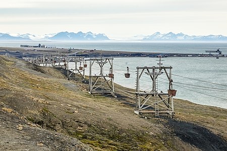 Part of the Longyearbyen cable car mining transportation system, in Svalbard by Andrew Shiva