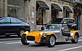 Caterham open wheeled sports car, derived from Lotus 7