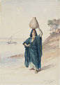 Water carrier on the banks of the Nile, early 20th century