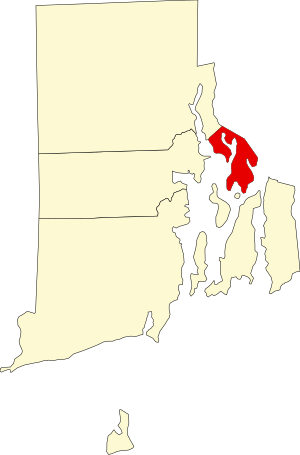 Map of Rhode Island highlighting Bristol County