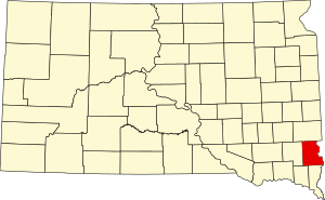 Map of South Dakota highlighting Lincoln County