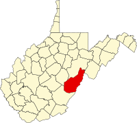 Округ Покахонтас на мапі штату Західна Вірджинія highlighting