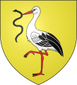 Blason représentant une cigogne avec un serpent.