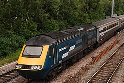 East Midlands Trains 43076 in rebranded Midland Mainline livery approaching Chesterfield.