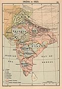 1823 में भारत का मानचित्र।