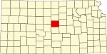 State map highlighting Ellsworth County